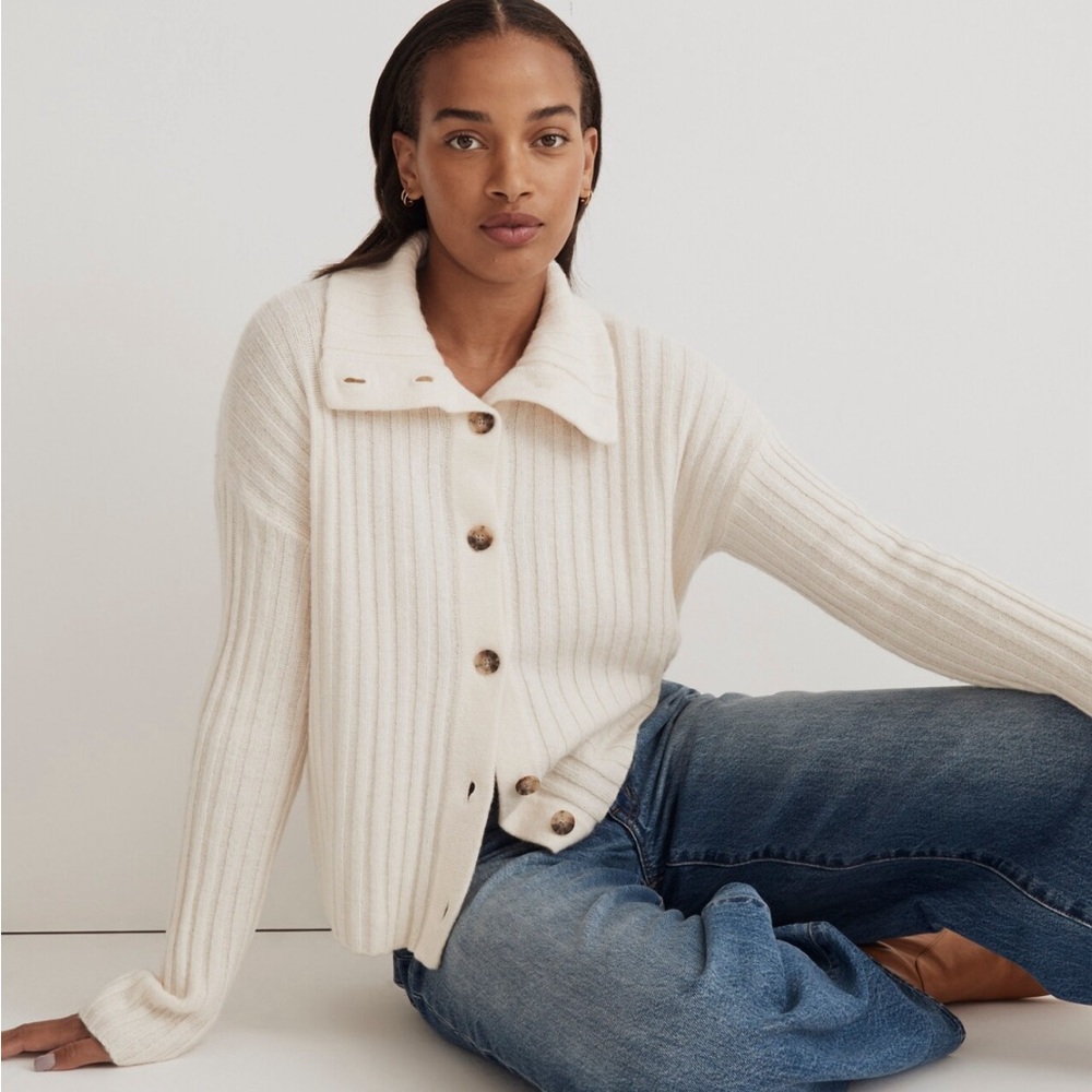 Madewell Oversize-Collar Cardigan Sweater | Cream XS